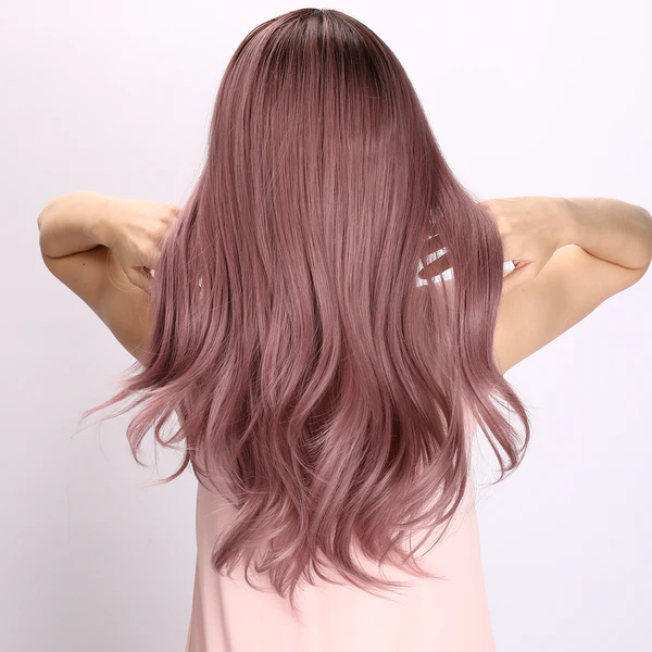 Оптовая продажа синтетических париков под заказ, Модные фиолетовые розовые градиентные вьющиеся волосы, женские натуральные волосы, парик