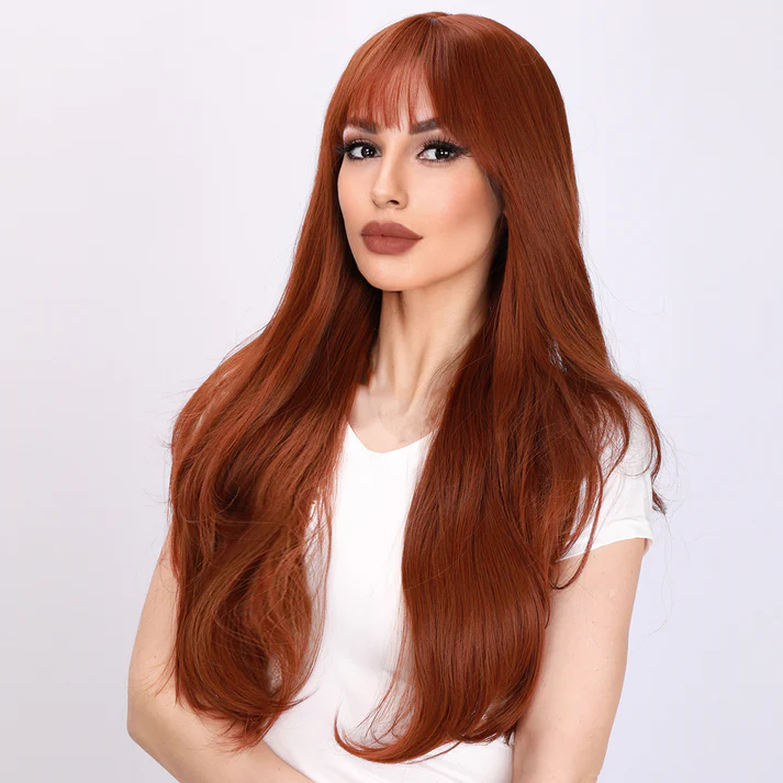 Красно-коричневая свободная волна с челкой