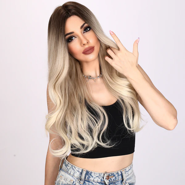 Скрученный синтетический парик волнистый Градиент коричневый блондинка синтетический парик часть парик черный женский.