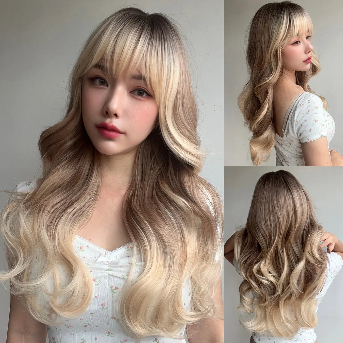 дюймовый коричневый градиентный женский длинноволновой раздельный парик синтетический термостойкий волокнистый парик для повседневной вечеринки