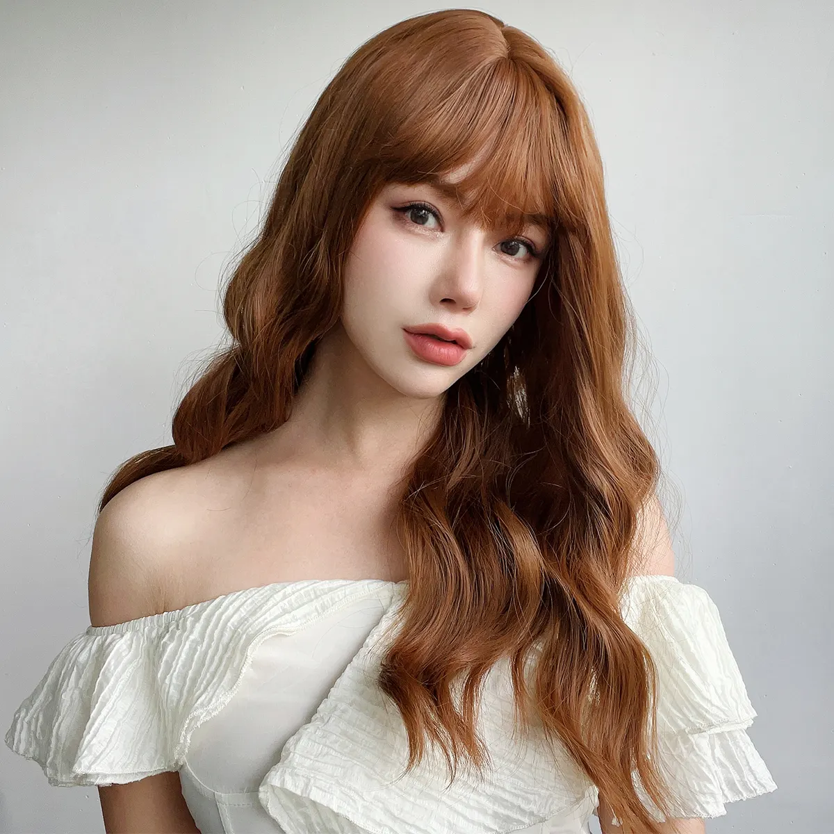 Оптовая продажа 26 дюймов женская кудрявая прическа длинная волна парик с челкой косплей синтетические парики для женщин