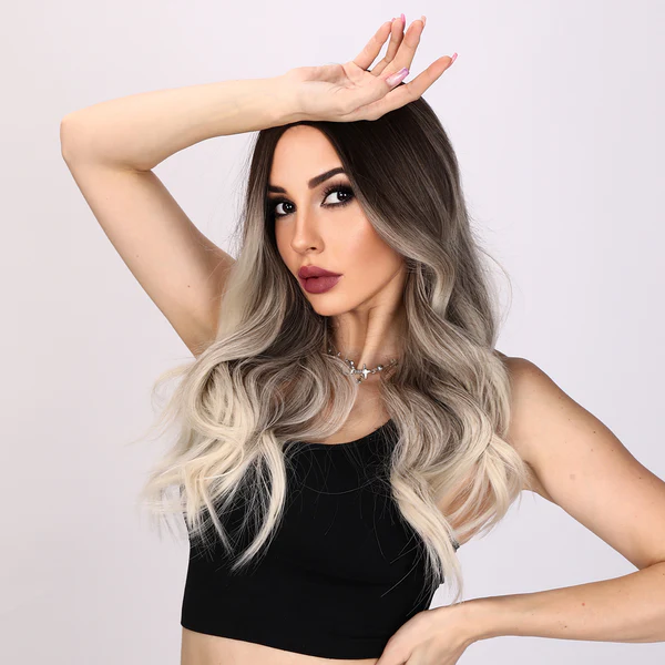 Парики европейские и американские модные серые градиентные волнистые вьющиеся волосы женские парики для черных женщин