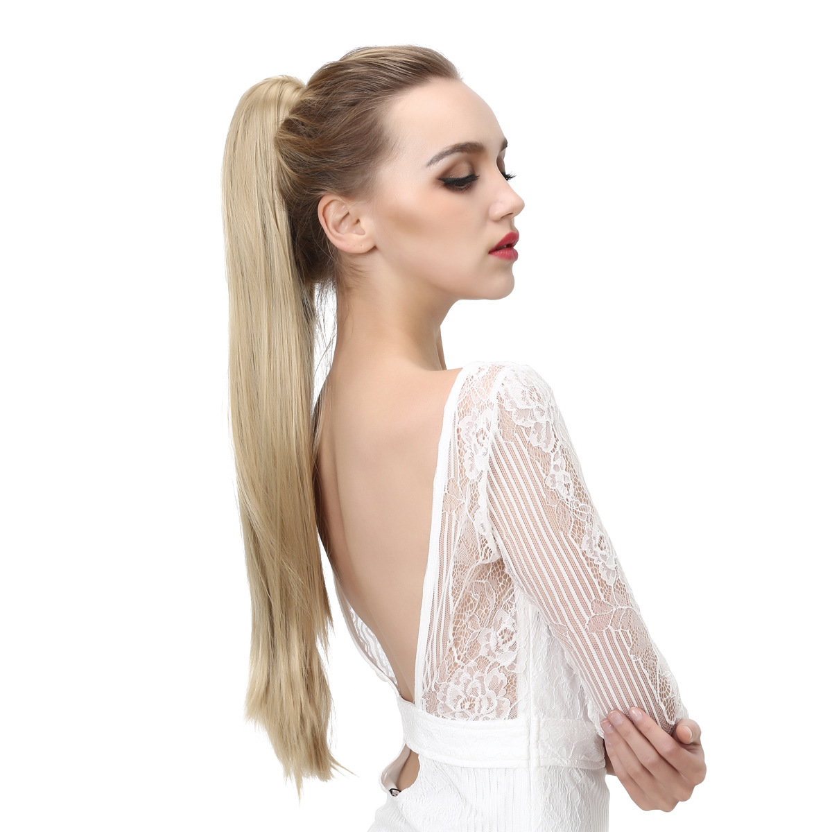 длинный хвост прямой шелковистый прямой коготь парик женский удлиненный 8#