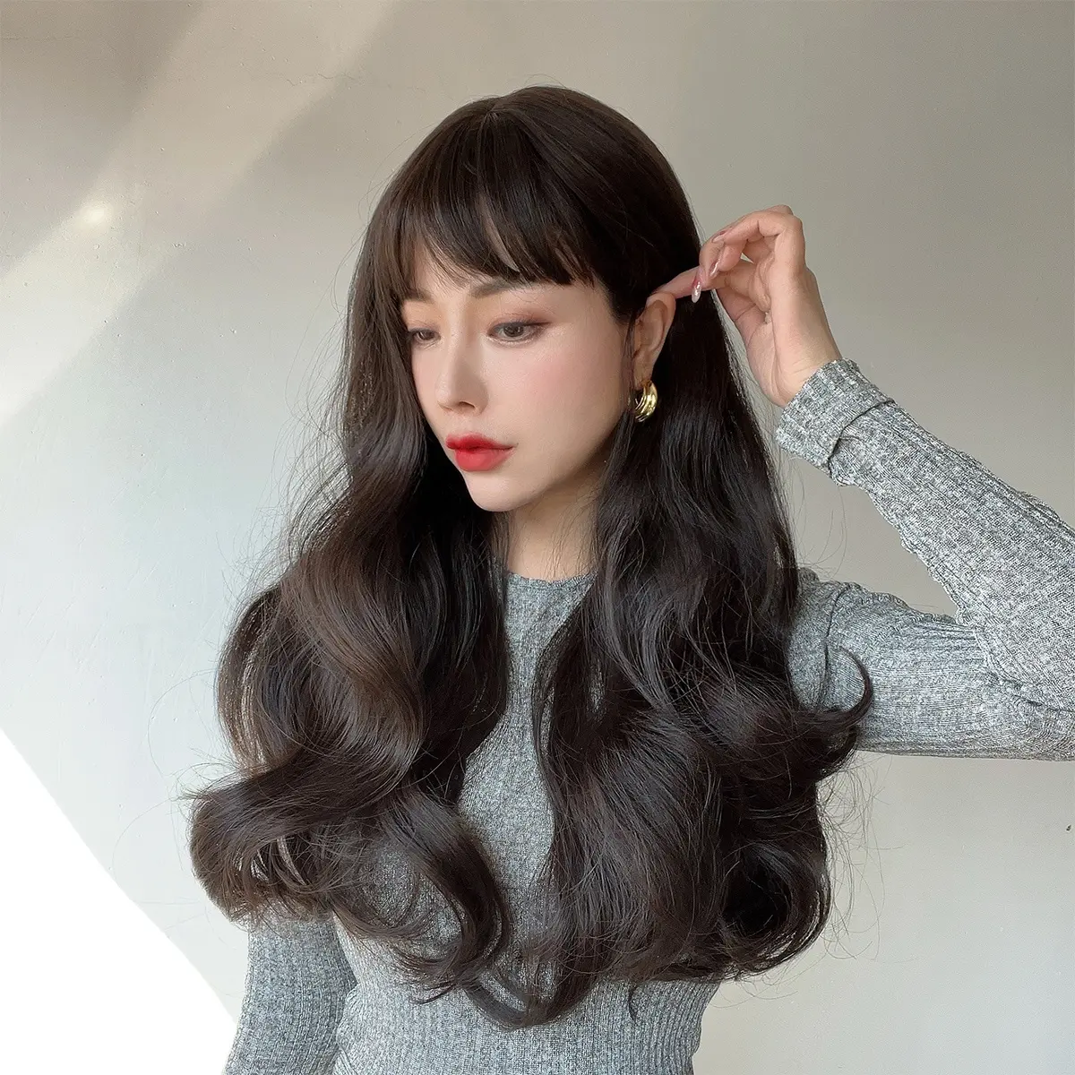 2024 Горячие продажи Европейские и американские модные парики Черные волнистые кудрявые парики Еврейские парики Женщины