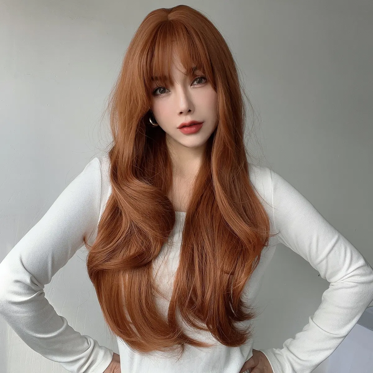 2024 Горячая распродажаЕвропейские и американские модные парики Оранжевые вьющиеся волосы Женские парики Перуанские парики