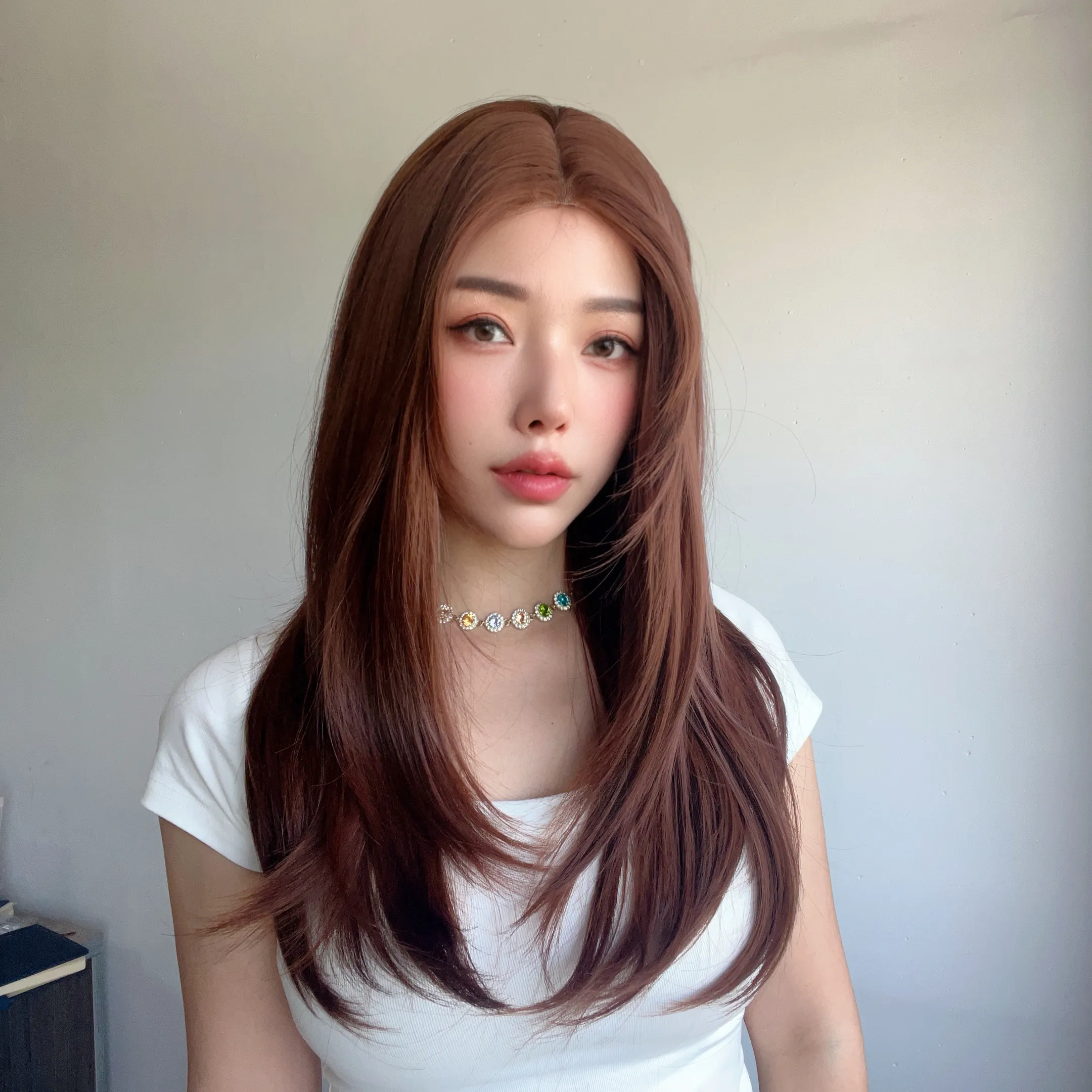 2024 новый  кружево, черный, коричневый, мягкий, натуральные длинные прямые волосы, импортный женский парик, головной убор из шелка и химического волокна.