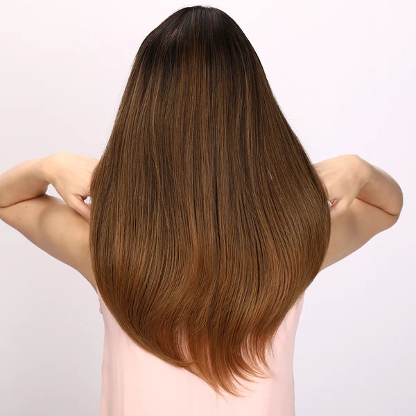 коричневая прямая челка,  дюйма, синтетические парики для волос, серия