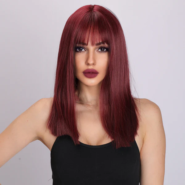 Популярные модные парики европейские и американские винно-красные прямые волосы женские парики для белых женщин