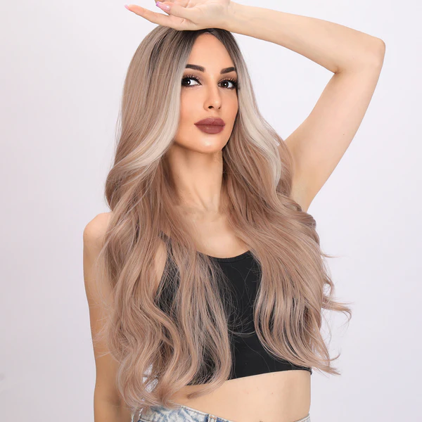 лидер продаж, европейские и американские модные парики с золотым градиентом, волнистые женские парики, роскошные парики