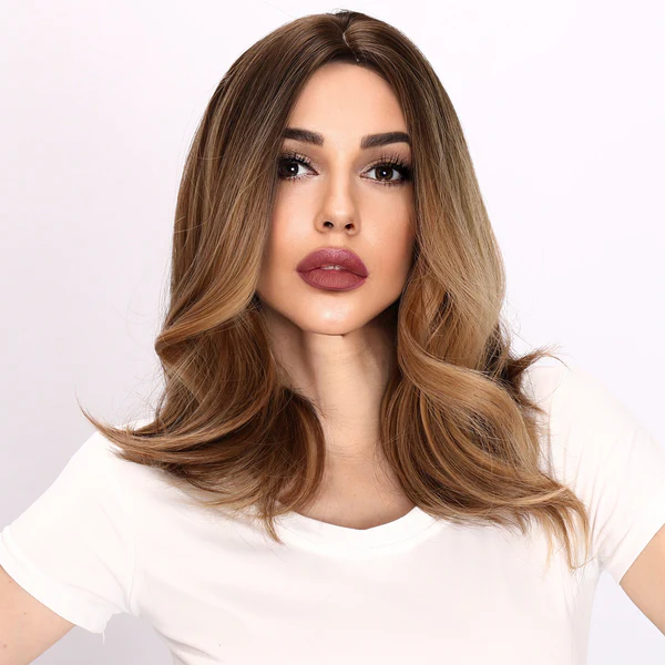 Brown Loose Wave without Bangs Short Hair Highlight