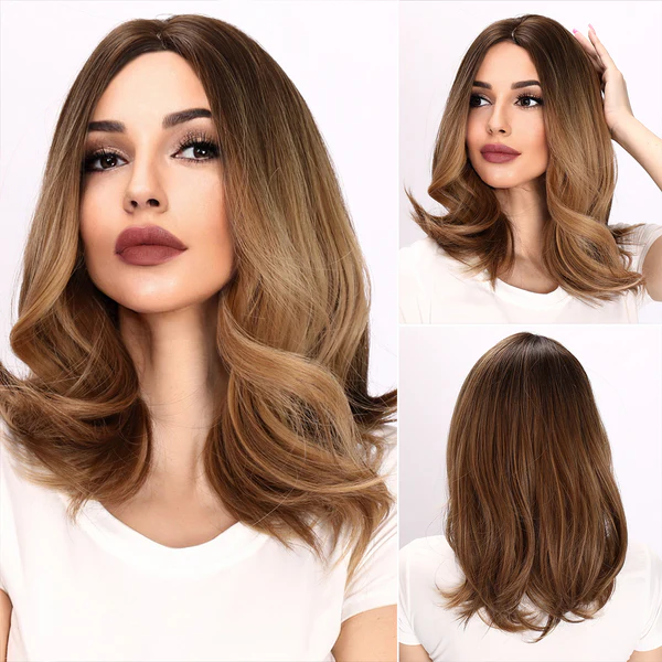 Brown Loose Wave without Bangs Short Hair Highlight