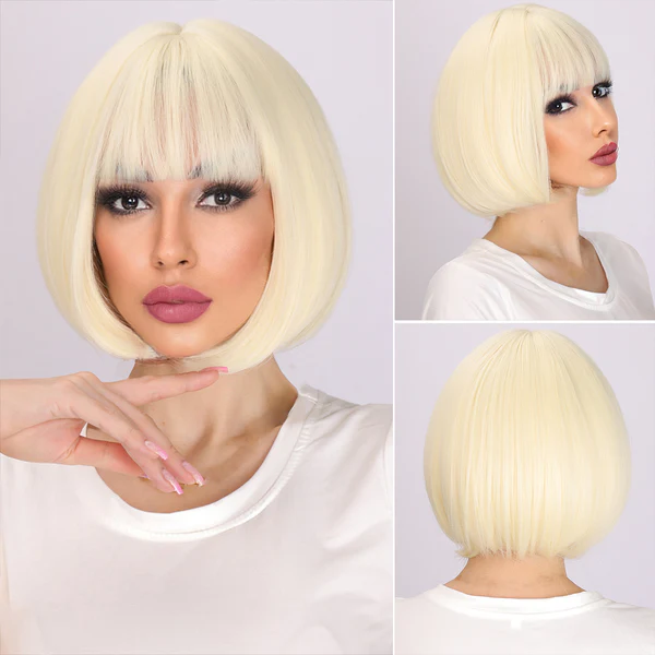 Европейские и американские девушки черная челка короткие прямые волосы бобо