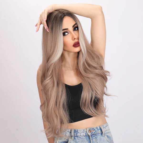 лидер продаж, европейские и американские модные парики с золотым градиентом, волнистые женские парики, роскошные парики