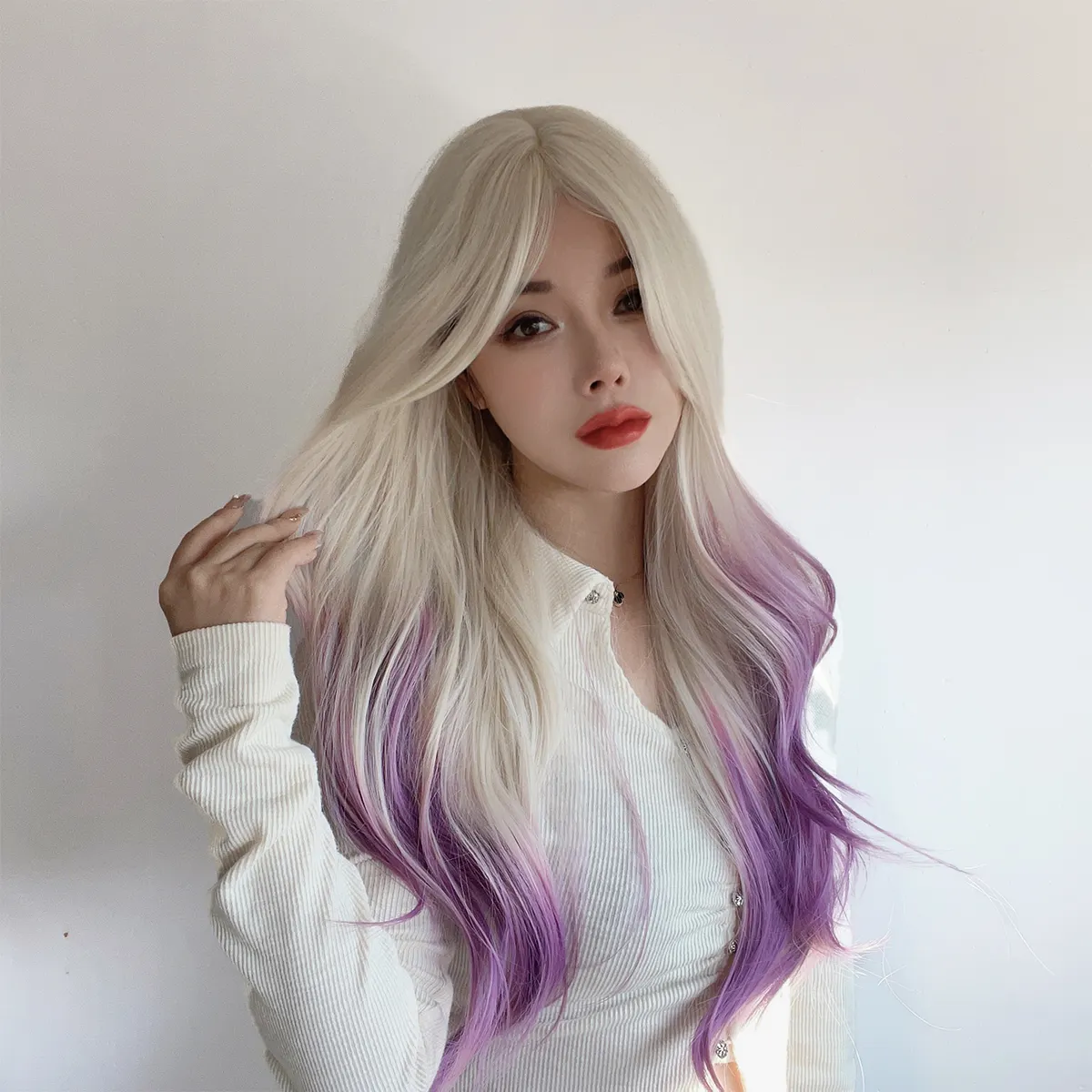 японский корейский темперамент коричневый воздушный челка кудрявая шаль высокотемпературный шелковый парик перуанский парик