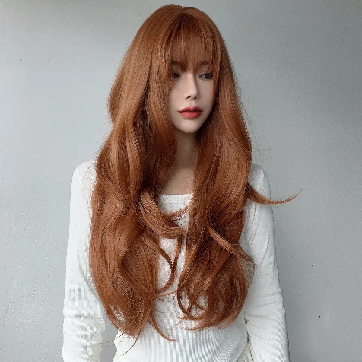2024 Горячая распродажаЕвропейские и американские модные парики Оранжевые вьющиеся волосы Женские парики Перуанские парики