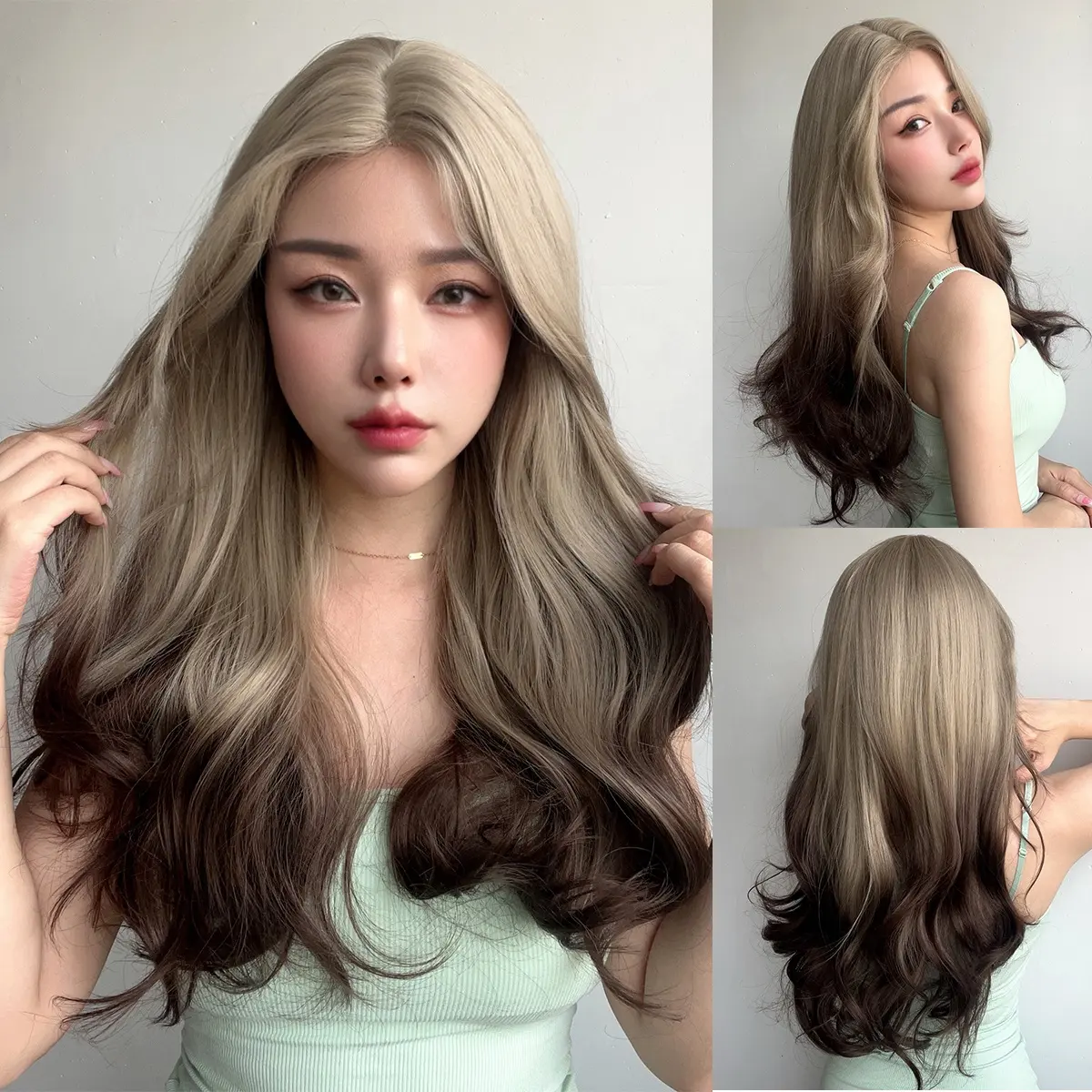 Новая технология Маленькое кружево Крючок для рук Черный Коричневый Высокая Яркость Кудрявый Высокотемпературный Шелковый Материал Химическое волокно Парик