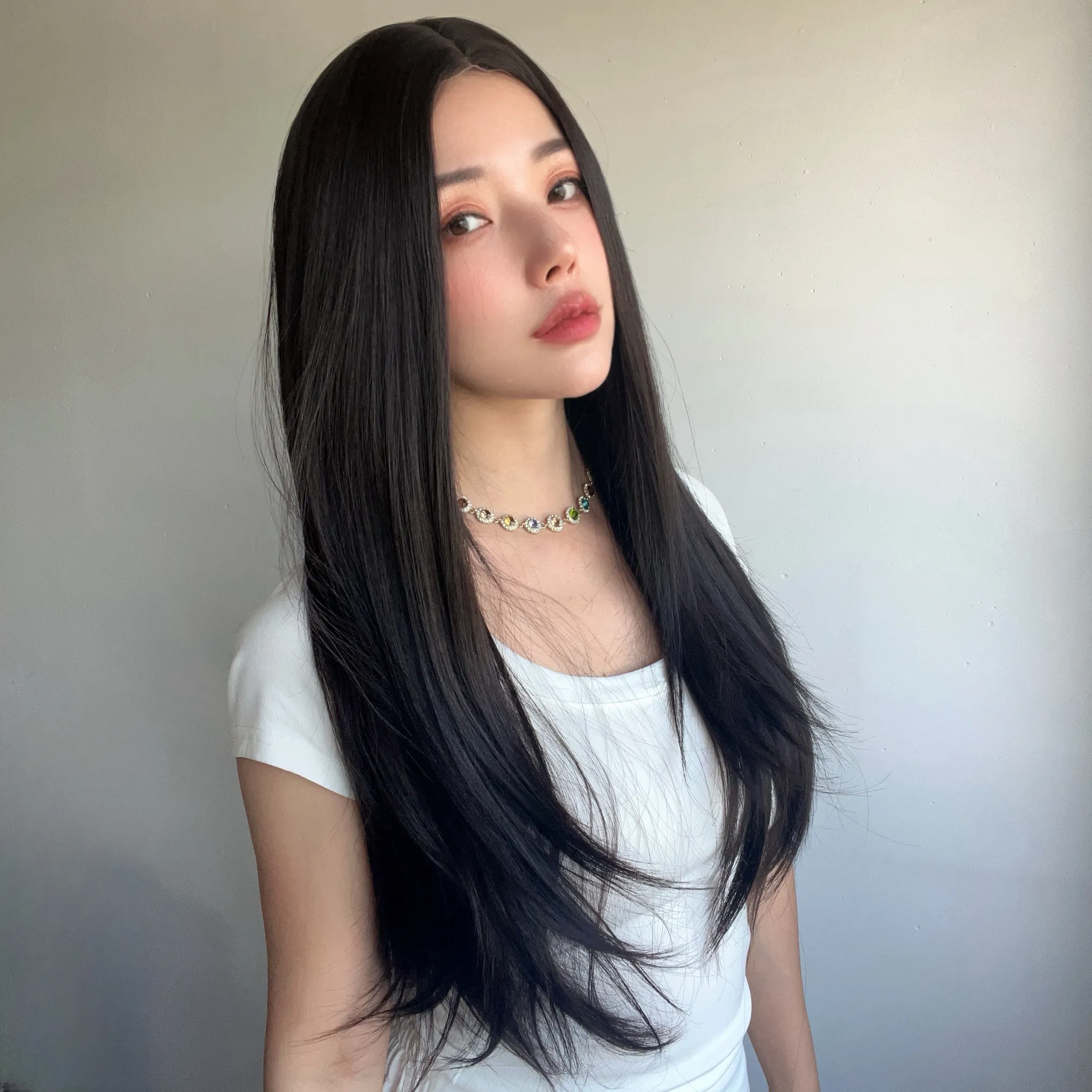 2024 Новый Черный Коричневый Длинные Прямые Волосы  Кружевной Парик Головной убор Импортный шелковый кружевной Синтетический парик