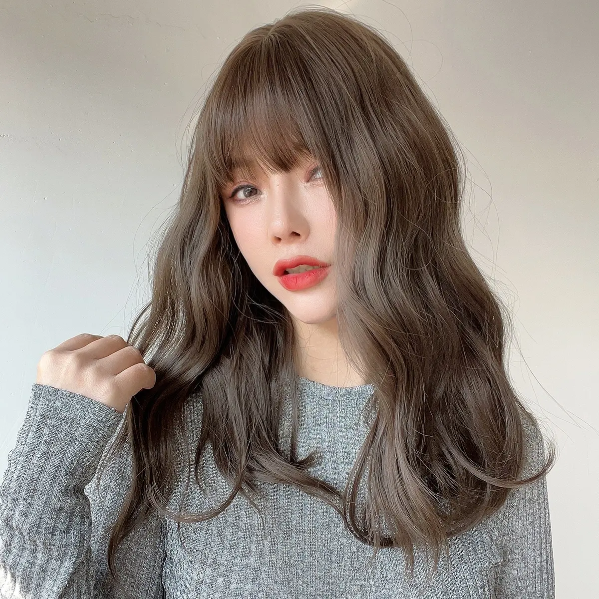 Горячая распродажа корейские модные парики черный чайный цвет волнистые вьющиеся волосы парики белые женские парики