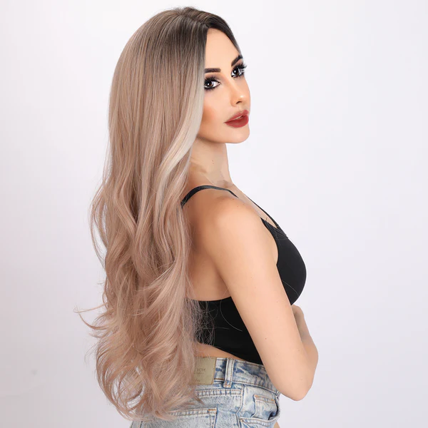 лидер продаж, европейские и американские модные парики с золотым градиентом, волнистые женские парики, роскошные парики