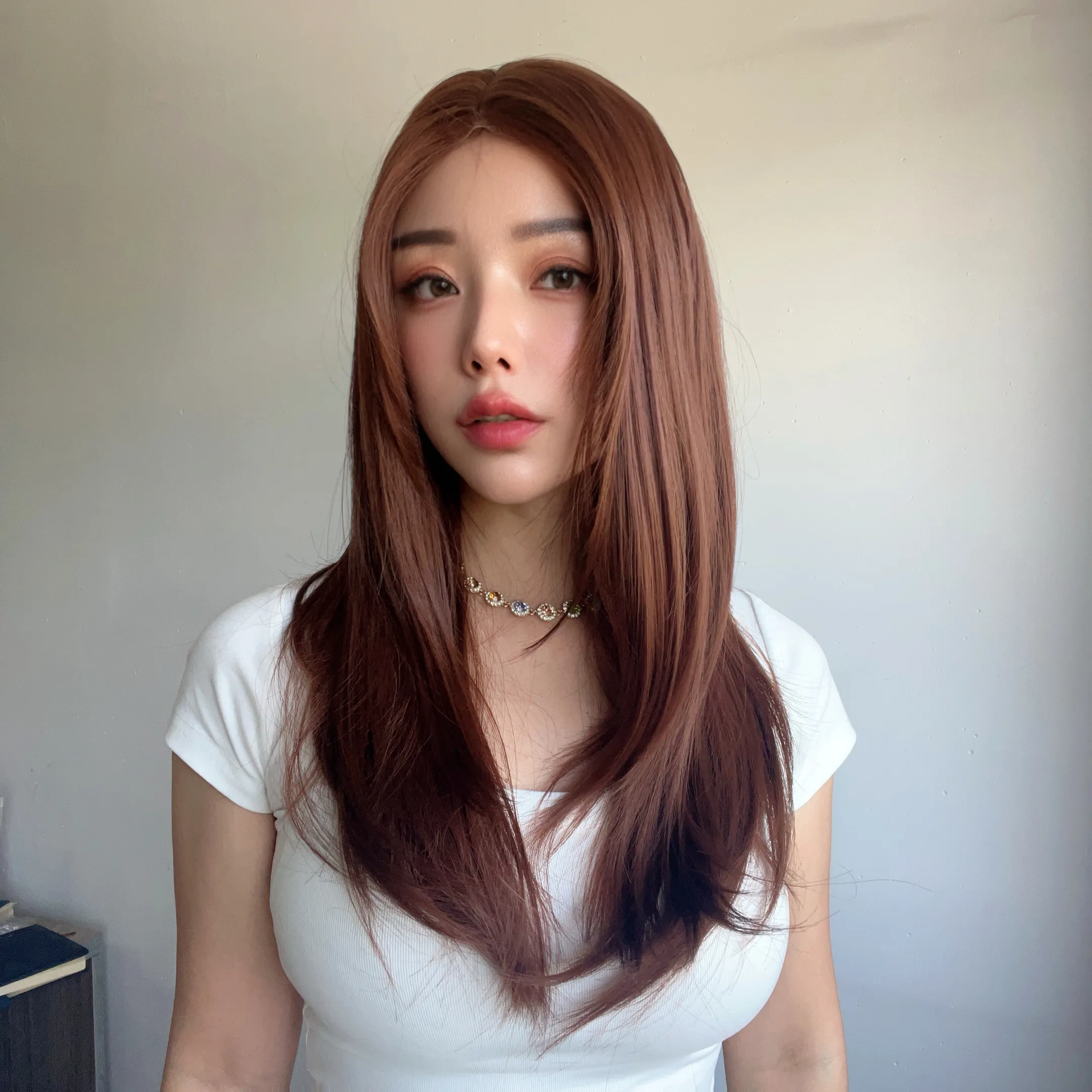 2024 новый  кружево, черный, коричневый, мягкий, натуральные длинные прямые волосы, импортный женский парик, головной убор из шелка и химического волокна.