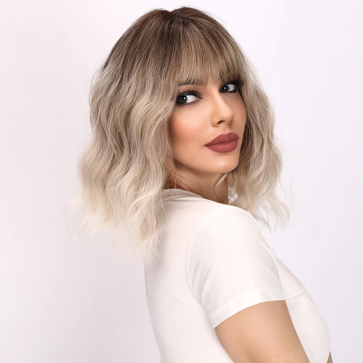 Лидер продаж, европейский и американский модный парик из синтетического волокна с золотистым градиентом, волнистая кудрявый парик с шелковым верхом