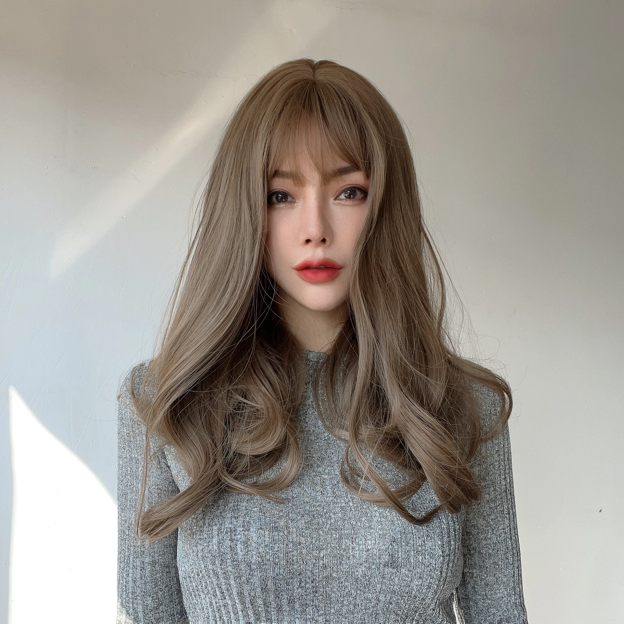 японский корейский темперамент коричневый воздушный челка кудрявая шаль высокотемпературный шелковый парик перуанский парик