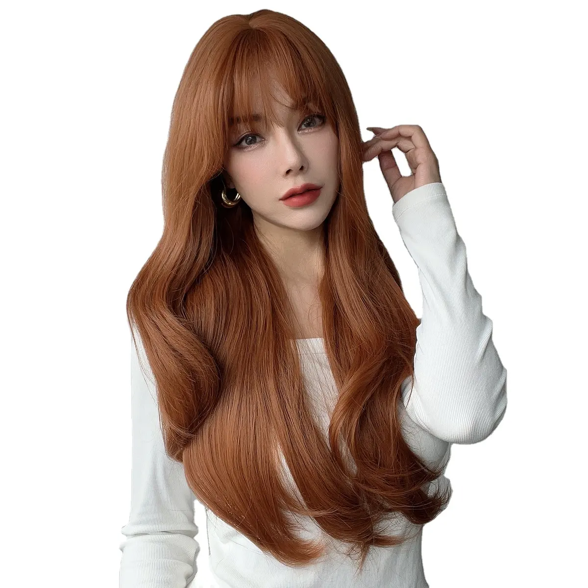2024 Горячая распродажаЕвропейские и американские модные парики Оранжевые вьющиеся волосы Женские парики Перуанские парики