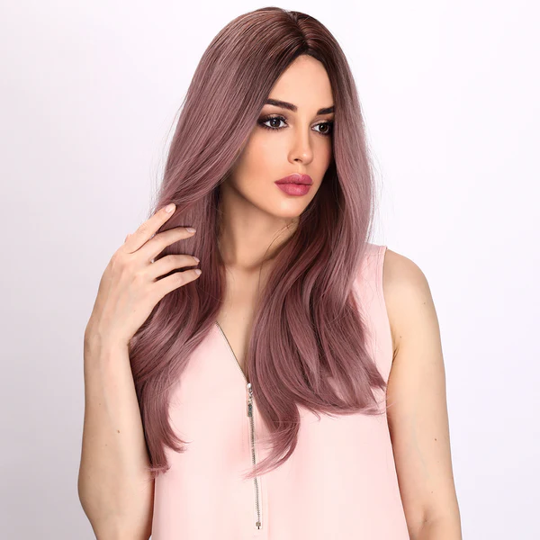 Оптовая продажа синтетических париков под заказ, Модные фиолетовые розовые градиентные вьющиеся волосы, женские натуральные волосы, парик