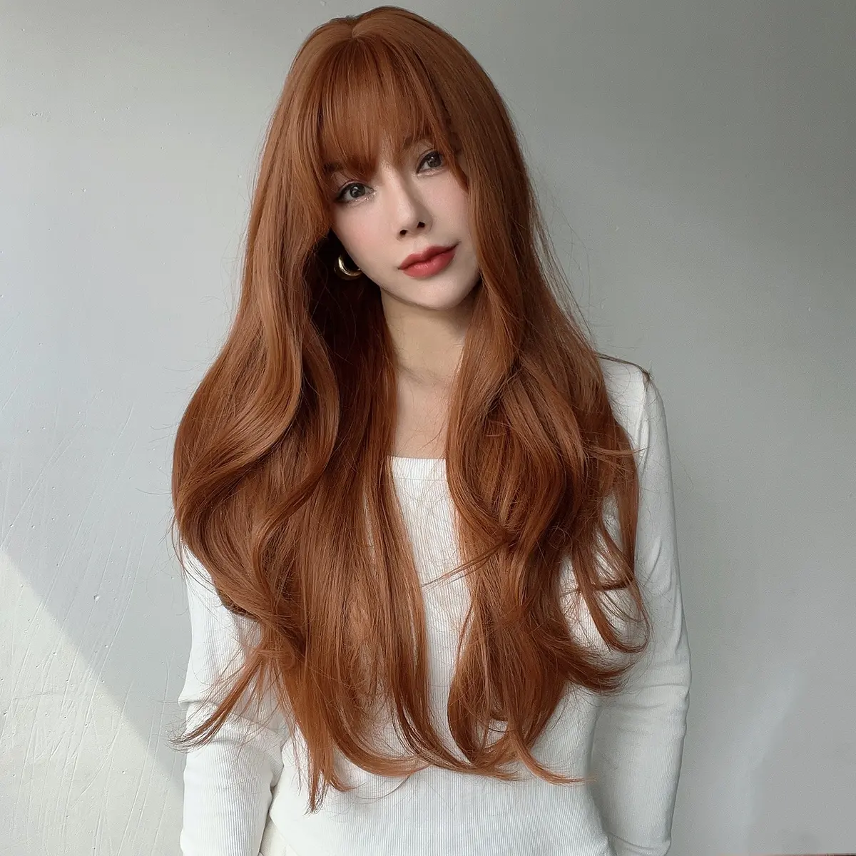 2024 Горячая распродажаЕвропейские и американские модные парики Оранжевые вьющиеся волосы Женские парики Перуанские парики