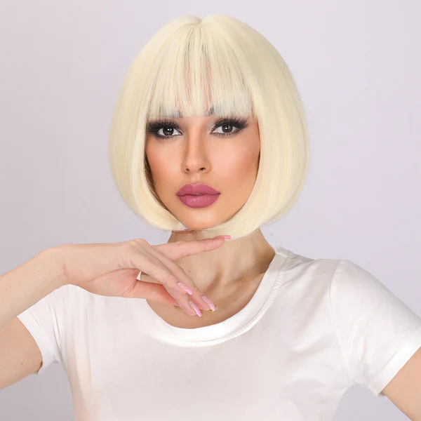 Европейские и американские девушки черная челка короткие прямые волосы бобо