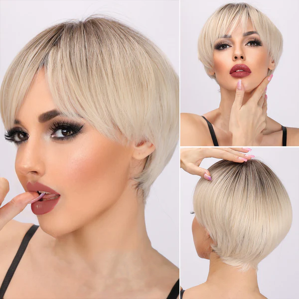 2024 популярный модный парик женский белокурая челка синтетический парик Yiwu заводские прямые волосы в тот же день