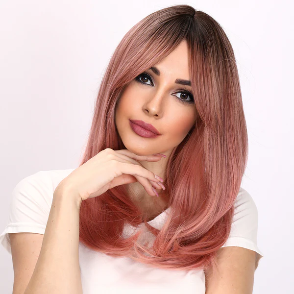 Оптовая продажа, европейские и американские модные парики, розовые вьющиеся волосы, женские парики с разрезом в центре, парик с кружевным верхом