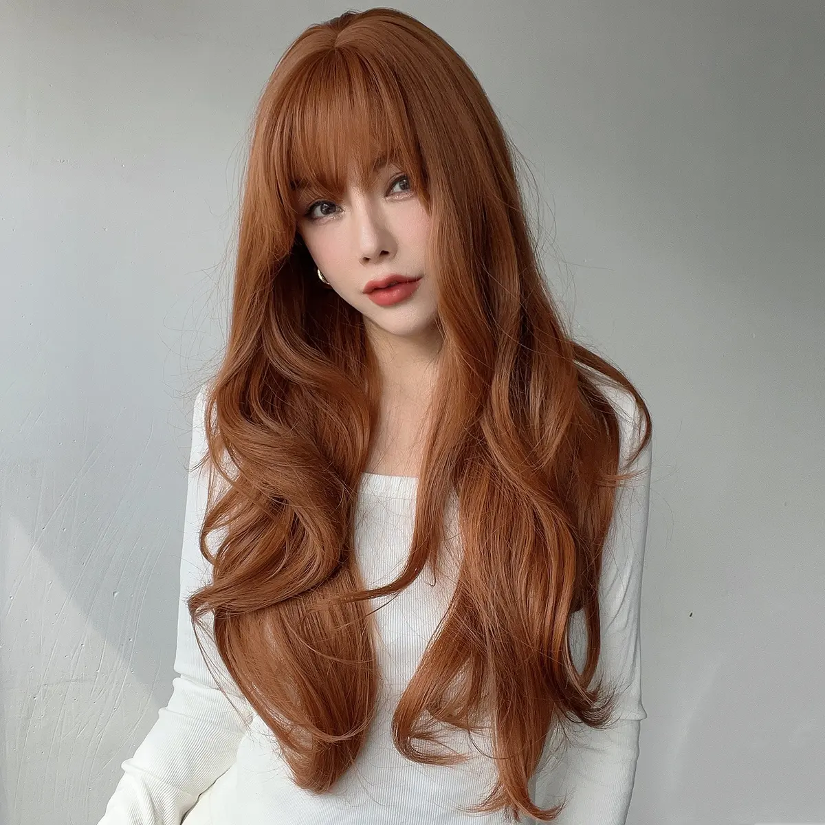 2024 Горячая распродажаЕвропейские и американские модные парики Оранжевые вьющиеся волосы Женские парики Перуанские парики