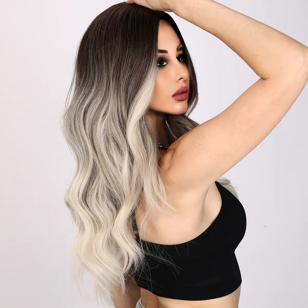 Парики европейские и американские модные серые градиентные волнистые вьющиеся волосы женские парики для черных женщин