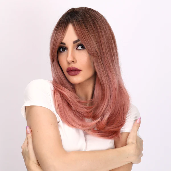 Оптовая продажа, европейские и американские модные парики, розовые вьющиеся волосы, женские парики с разрезом в центре, парик с кружевным верхом