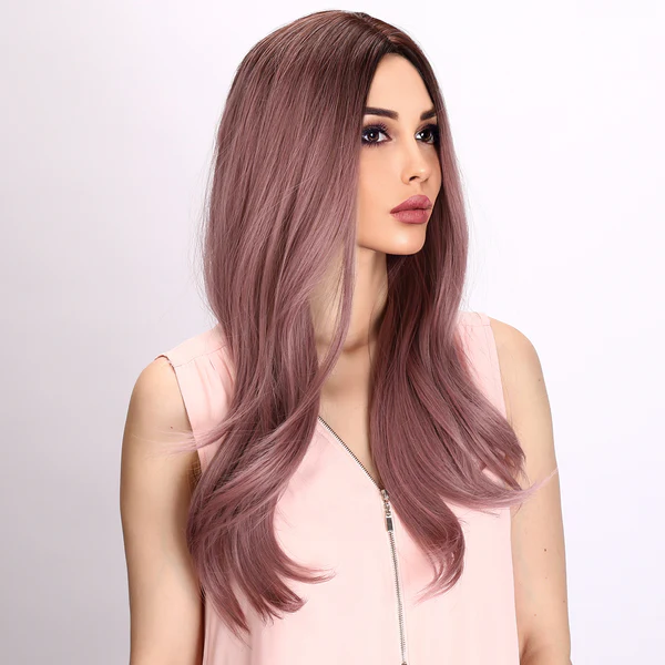 Оптовая продажа синтетических париков под заказ, Модные фиолетовые розовые градиентные вьющиеся волосы, женские натуральные волосы, парик