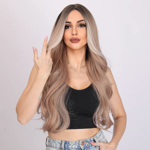 лидер продаж, европейские и американские модные парики с золотым градиентом, волнистые женские парики, роскошные парики