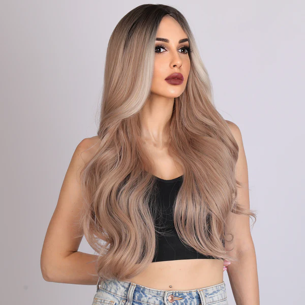 лидер продаж, европейские и американские модные парики с золотым градиентом, волнистые женские парики, роскошные парики