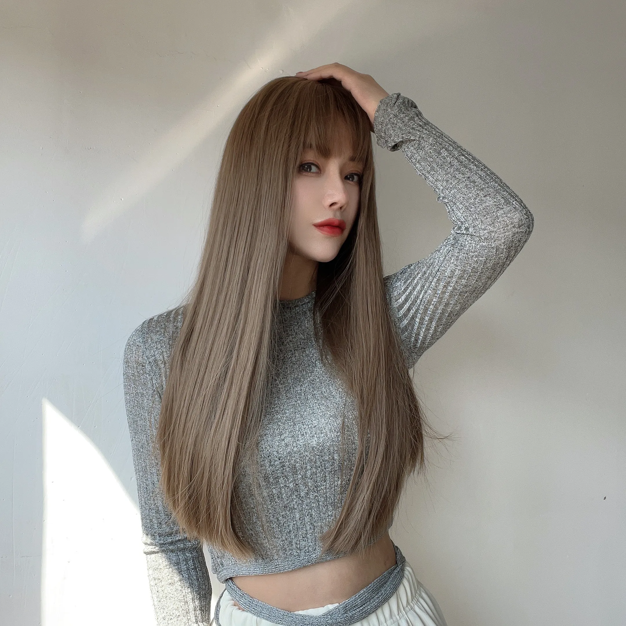 Популярные европейские и американские модные парики, длинные прямые волосы, высокотемпературный шелковый капюшон, бразильские парики