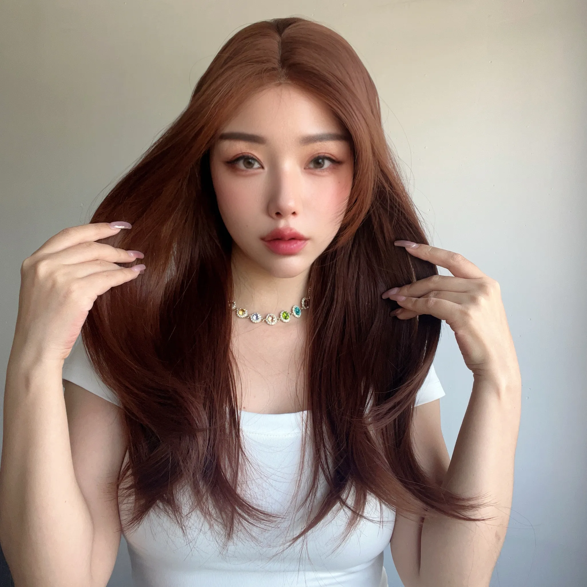 2024 новый  кружево, черный, коричневый, мягкий, натуральные длинные прямые волосы, импортный женский парик, головной убор из шелка и химического волокна.