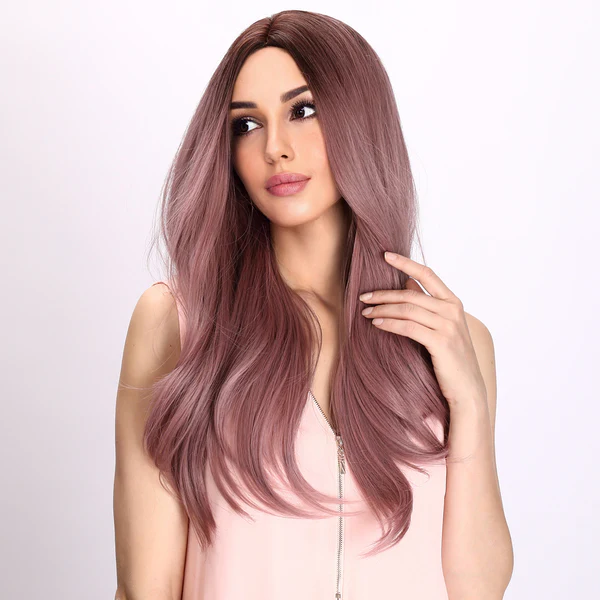 Оптовая продажа синтетических париков под заказ, Модные фиолетовые розовые градиентные вьющиеся волосы, женские натуральные волосы, парик