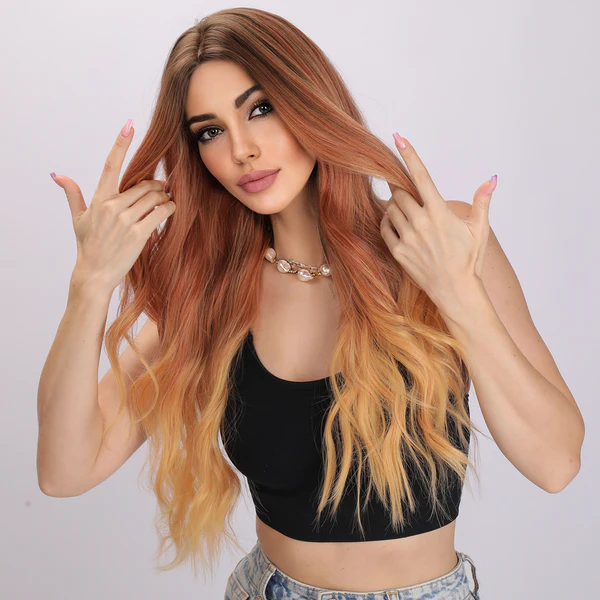 Парик , оптовые продажи, европейские и американские модные парики, оранжевые волнистые вьющиеся волосы, женские парики