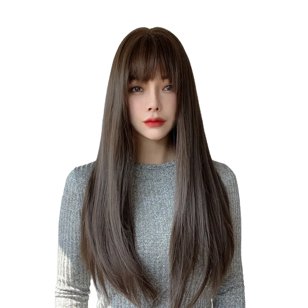 Популярная мода коричневый мелирование окрашенные длинные прямые волосы парики высокотемпературные шелковые парики купить парики оптом