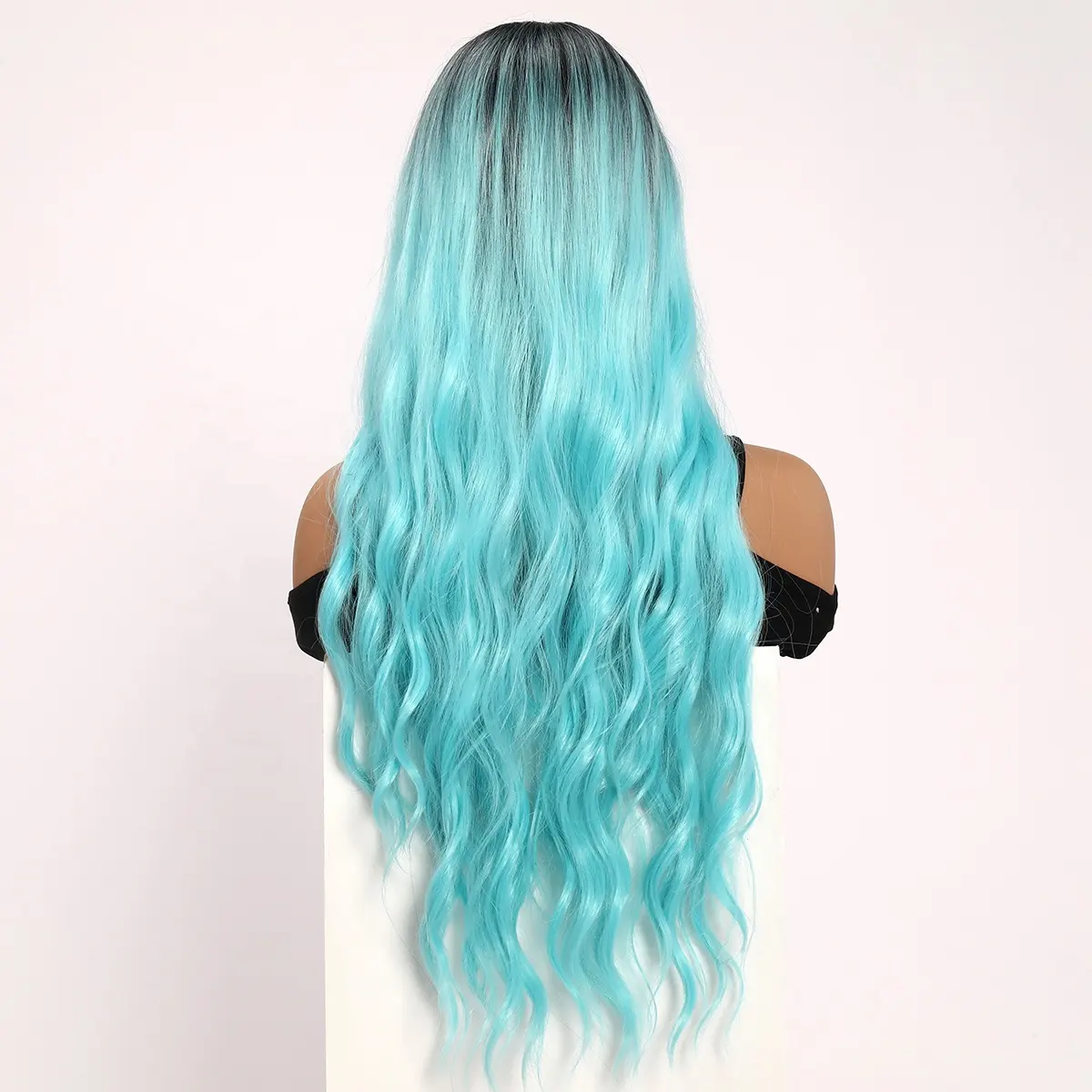 2023 Лидер продаж модные парики синий градиент волнистые вьющиеся волосы афро кудрявый парик с челкой