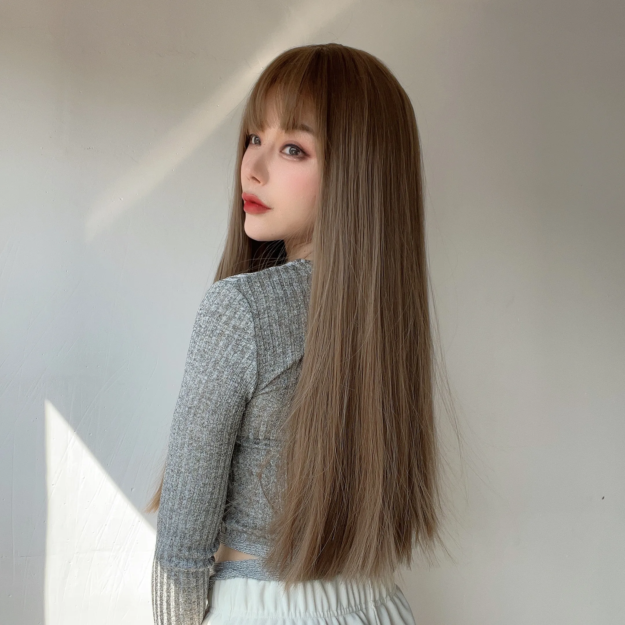 Популярные европейские и американские модные парики, длинные прямые волосы, высокотемпературный шелковый капюшон, бразильские парики