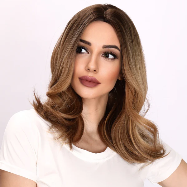 Brown Loose Wave without Bangs Short Hair Highlight