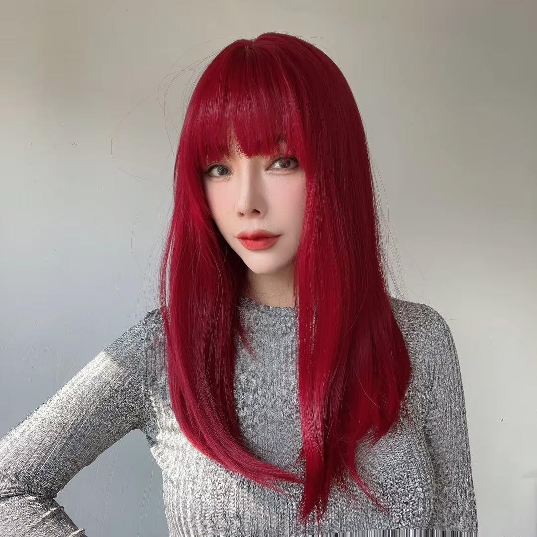 корейски, японский стиль, модные популярные парики Красный