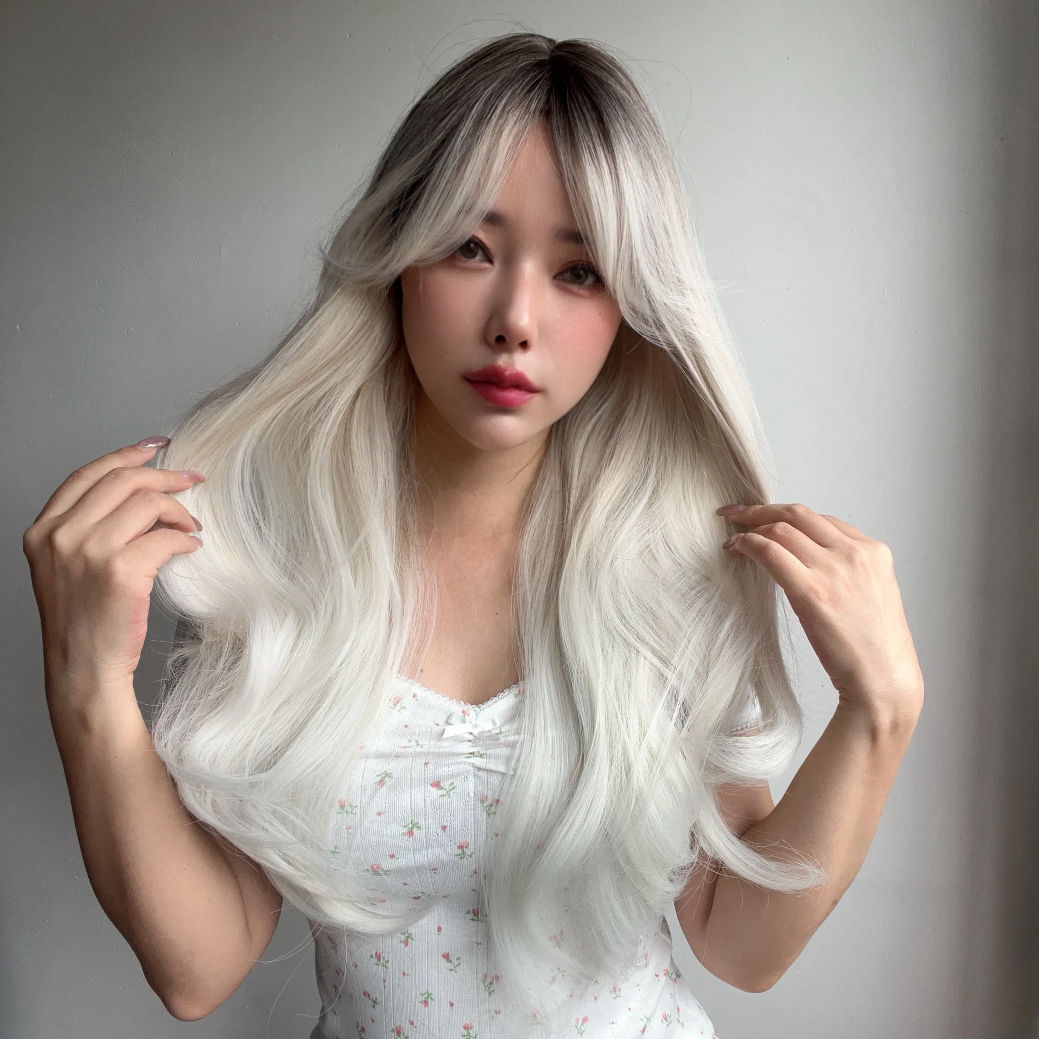 Синтетические светлые парики светлые градиентные прямые челки женские парики салонные женские парики