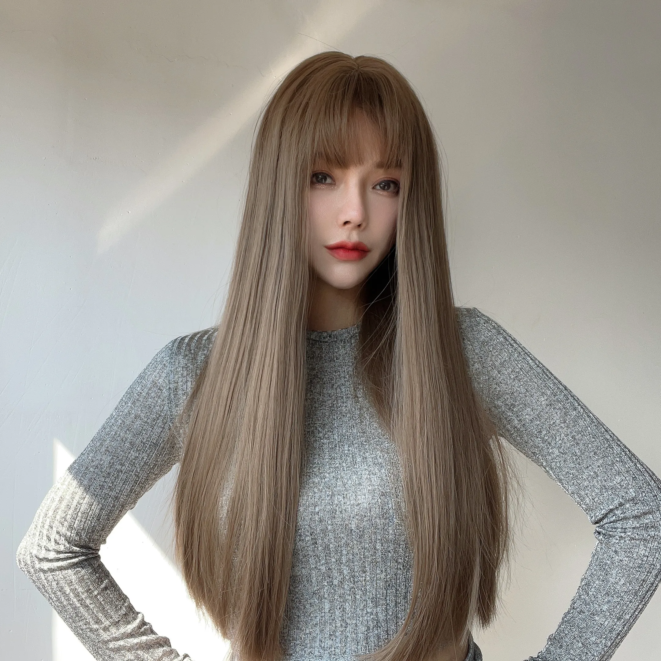 Популярные европейские и американские модные парики, длинные прямые волосы, высокотемпературный шелковый капюшон, бразильские парики