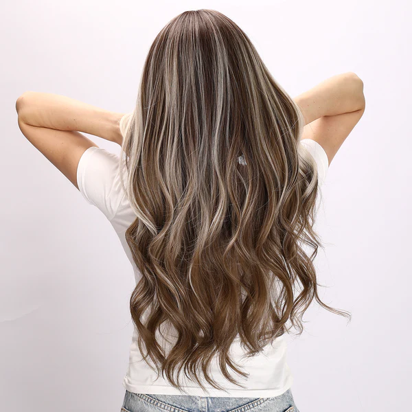 2024 Лидер продаж европейский и американский модный парик коричневый градиент волнистые вьющиеся волосы женские парики еврейские парики